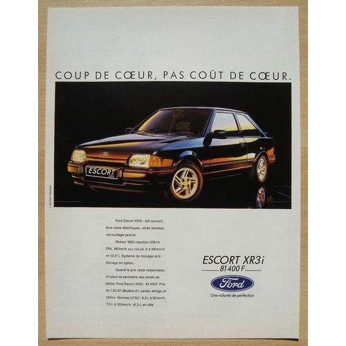 Publicité Papier - Voiture Ford Escort X.R.3i De 1987