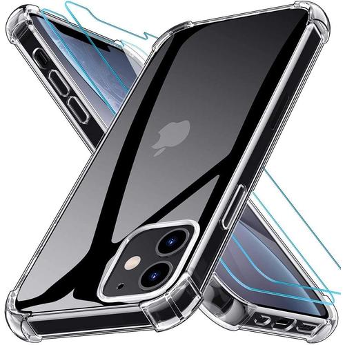 Coque Silicone Angles Renforces + 2 Vitres Protection Ecran Pour Apple Iphone 12 Little Boutik®