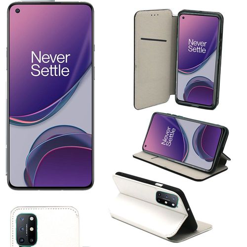 Oneplus 8t 5g Etui Protection Portefeuille Blanc À Rabat Avec Porte Cartes - Housse One Plus 8t 2020 Folio Blanche Coque Silicone Antichoc Smartphone - Accessoires Pochette Case