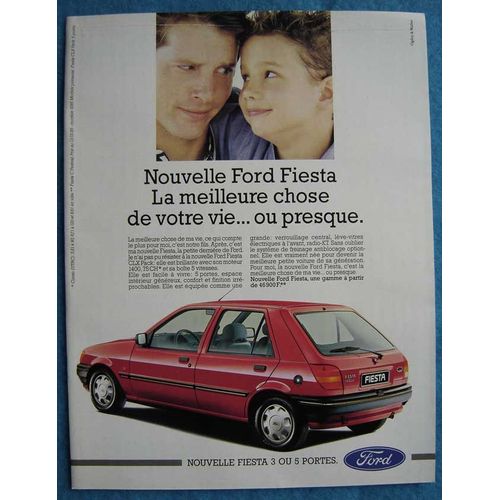 Publicité Papier - Voiture Ford Fiesta C.L.X. Pack De 1989