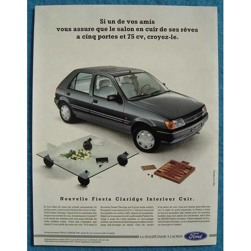 Publicité Papier - Voiture Ford Fiesta Claridge De 1990