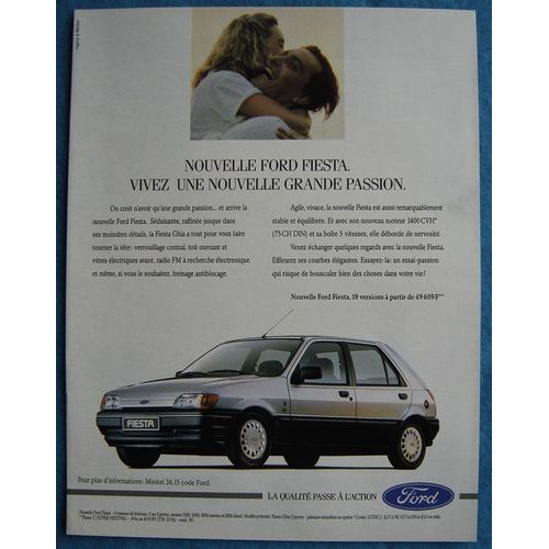 Publicité Papier - Voiture Ford Fiesta De 1989