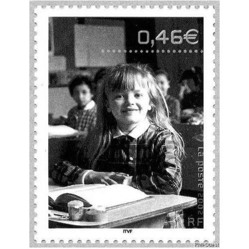 France 2002, Très Beau Timbre Neuf** Luxe Yvert 3522, Le Siècle Au Fil Du Timbre, Les Photos Des Français Deviennent Des Timbres, "Sur Les Bancs De L'école" - Paris 1960 -