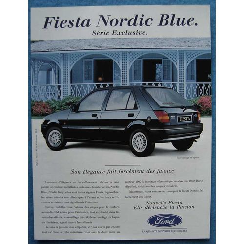 Publicité Papier - Voiture Ford Fiesta Nordic Blue De 1993