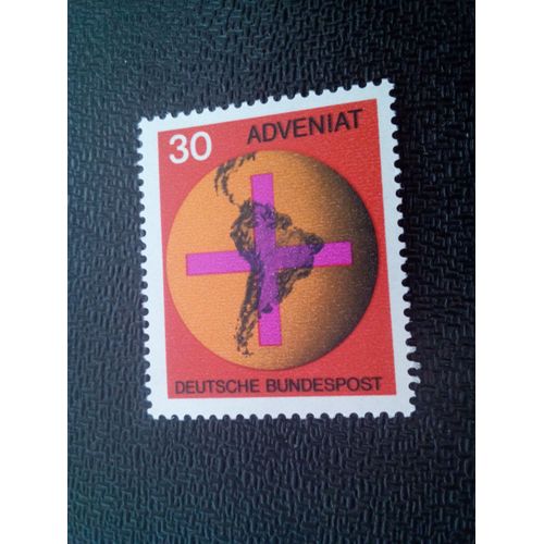 Timbre Allemagne / Rfa Yt 410 Traverser Devant Un Globe Avec Carte De L'amérique Du Sud 1967 ( 0031004 )