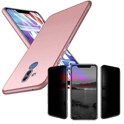 Kit De Verre Trempé 5d Anti-Spy / Intimité + Coque Mince Et Rigide Pour Huawei Mate 20 Lite - Rose