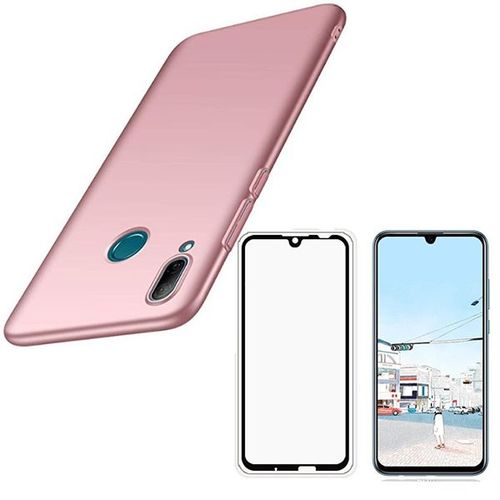 Kit De Verre Trempé 5d Full Cover + Coque Mince Et Rigide Pour Huawei P Smart 2019 Rose