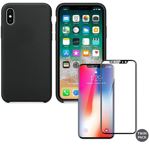 Kit De Verre Trempé 5d Full Cover + Coque Mince Et Rigide Pour Iphone Xs Max Noir