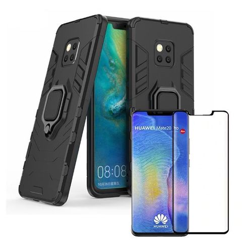 Kit De Verre Trempé 5d Full Cover + Coque 3x1 Military Defender Pour Huawei Mate 20 Pro