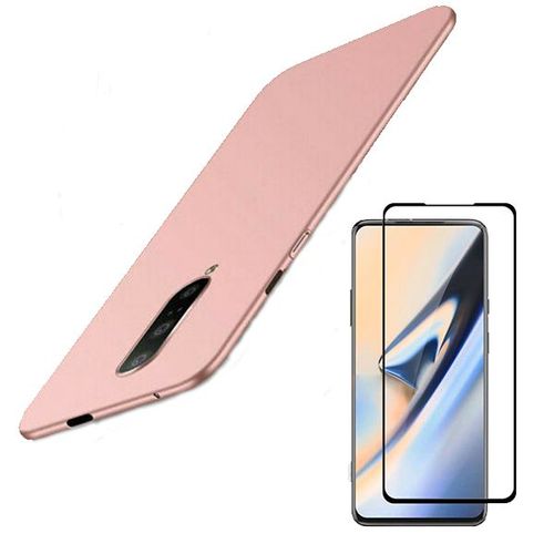 Kit De Verre Trempé 5d Full Cover + Coque Mince Et Rigide Pour Oneplus 7 Pro Rose
