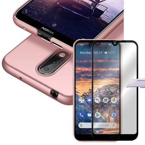 Kit De Verre Trempé 5d Full Cover + Coque Mince Et Rigide Pour Nokia 4.2 Rose