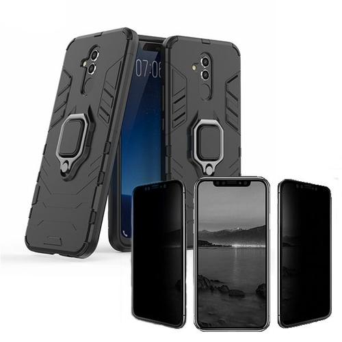 Kit De Verre Trempé 5d Anti-Spy / Intimité + Coque 3x1 Military Defender Pour Huawei Mate 20 Lite