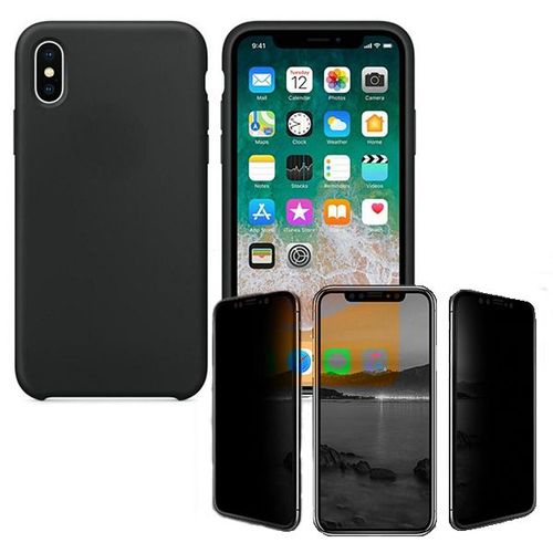 Kit De Verre Trempé Anti-Spy + Coque Silicone Liquide Pour Iphone X / Xs