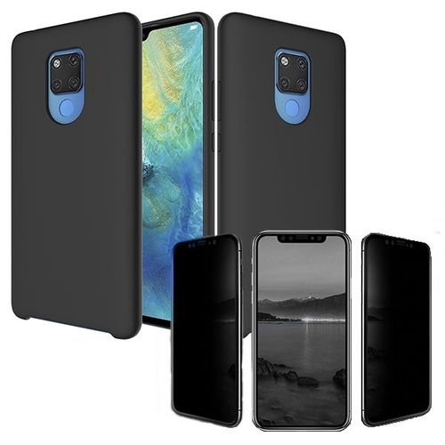 Kit De Verre Trempé Anti-Spy + Coque Silicone Liquide Pour Huawei Mate 20