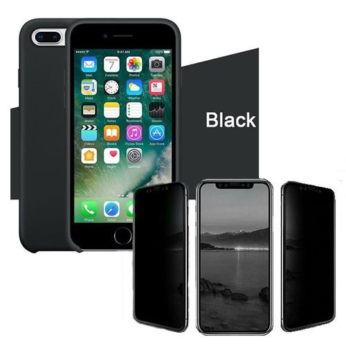 Kit De Verre Trempé Anti-Spy + Coque Silicone Liquide Pour Iphone 7 Plus / 8 Plus