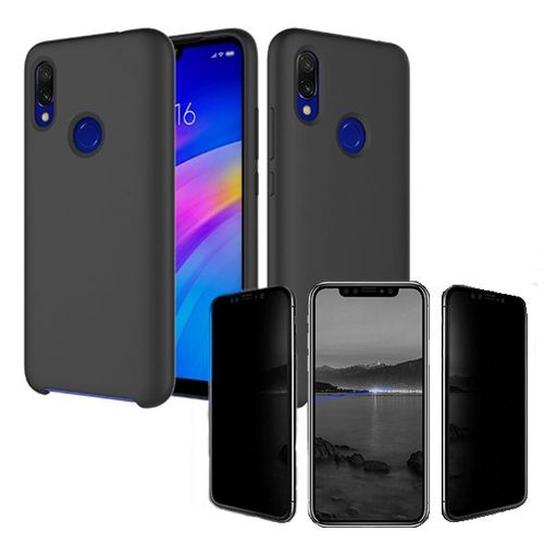 Kit De Verre Trempé Anti-Spy + Coque Silicone Liquide Pour Huawei P Smart 2019