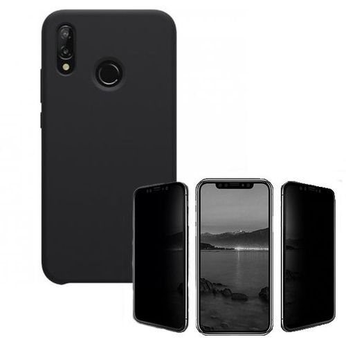 Kit De Verre Trempé Anti-Spy + Coque Silicone Liquide Pour Huawei P20 Lite