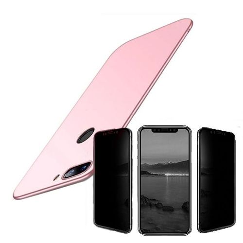 Kit De Verre Trempé 5d Anti-Spy / Intimité + Coque Mince Et Rigide Pour Xiaomi Mi 8 Lite - Rose