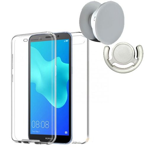 Kit Coque 3x1 360° Anti Choc + 1 Gripholder + 1 Support Gripholder Blanc Pour Huawei Y5 2018