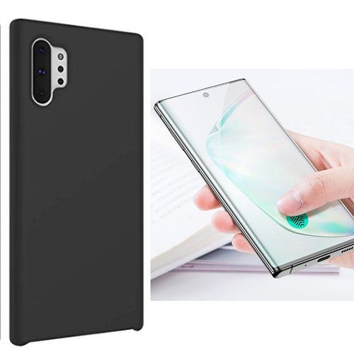 Kit De Verre Trempé 5d Full Cover Incurvé + Coque Silicone Liquide Pour Samsung Galaxy Note 10 Plus