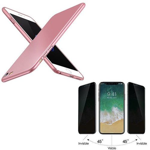 Kit De Verre Trempé 5d Anti-Spy / Intimité + Coque Mince Et Rigide Pour Iphone 6 Plus / Iphone 6s Plus - Rose