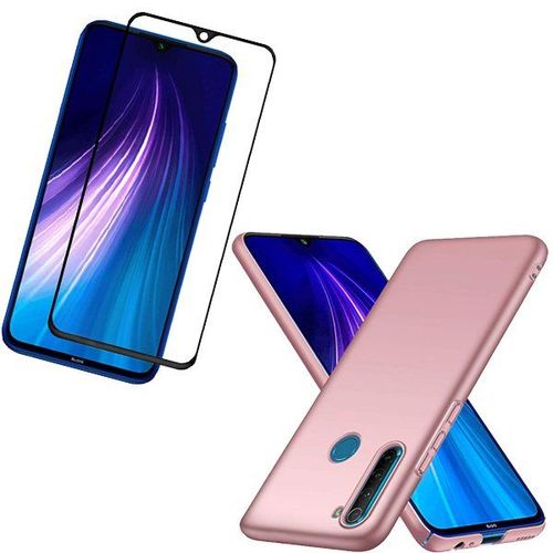 Kit De Verre Trempé 5d Full Cover + Coque Mince Et Rigide Pour Xiaomi Mi Note 8t - Rose
