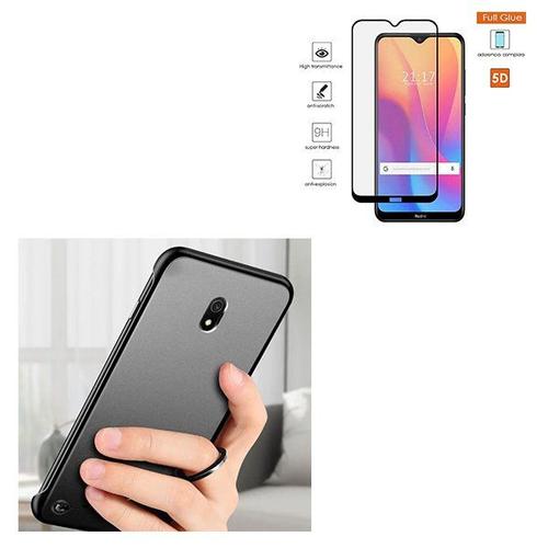 Kit De Verre Trempé 5d Full Cover + Coque Sans Bordures Pour Xiaomi Redmi 8a