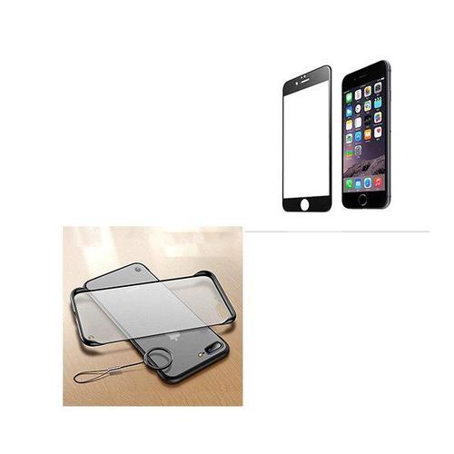 Kit De Verre Trempé 5d Full Cover + Coque Sans Bordures Pour Iphone 6 Plus