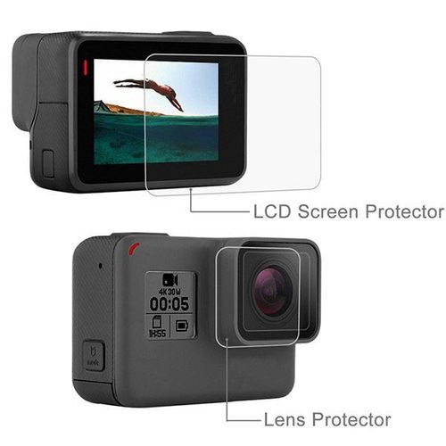 Kit De Verre Trempé Écran + Film Caméra Arrière Pour Gopro - Hero 7