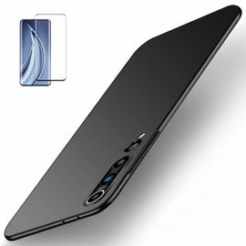 Kit De Verre Trempé 5d Full Cover Incurvé + Coque Mince Et Rigide Pour Xiaomi Mi 10 5g - Noir