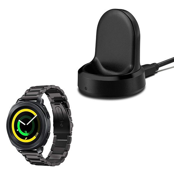 Kit Bracelet Acier Stainless Lux + Outil + Chargeur Usb Pour Samsung Gear Sport - Noir