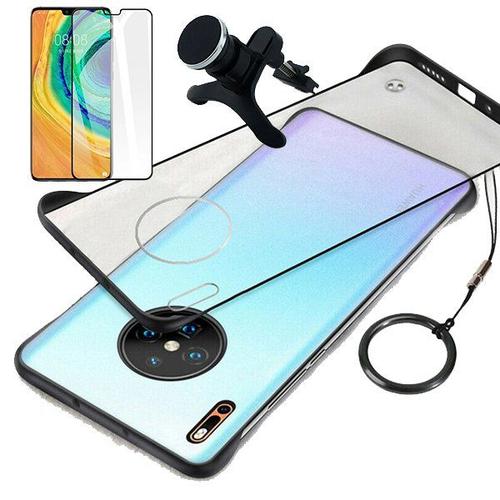 Kit Verre Trempé 5d Full + Coque Sans Bordures + Support Magnétique Renforcé Pour Voiture Pour Huawei Mate 30