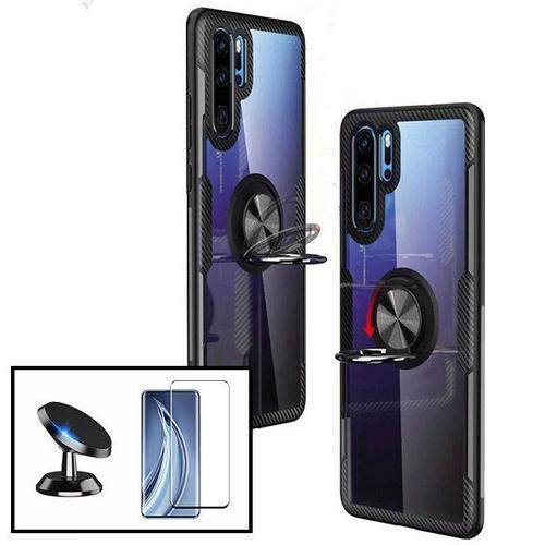 Kit Coque 3x1 Phonecare Clear Armor + Verre Trempé 5d Full Cover + Support Magnétique De Voiture Pour Voiture Huawei P30 Pro