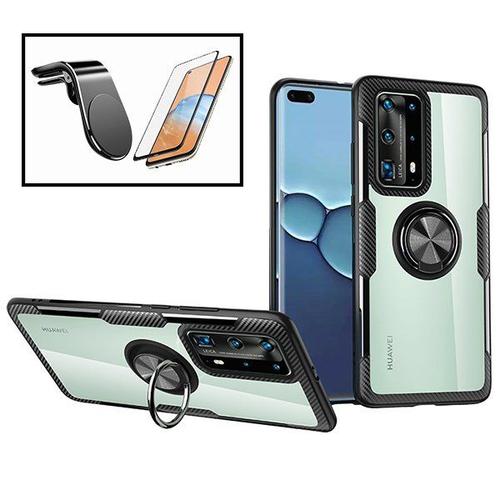 Kit Coque 3x1 Phonecare Clear Armor + Verre Trempé 5d Full Cover + Support Magnétique L Pour Voiture Pour Huawei Nova 7i