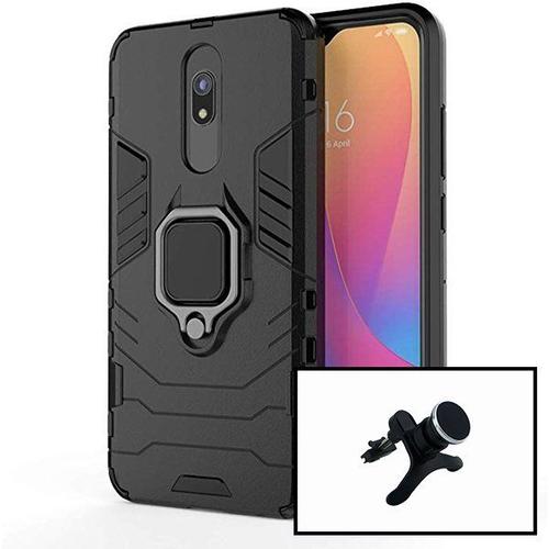 Kit Support Magnétique Renforcé Pour Voiture + Coque Military Defender Ring Anti-Impact Pour Xiaomi Redmi 8a Pro