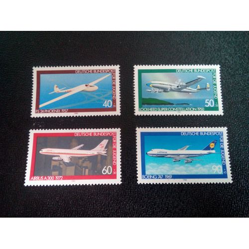Timbre Allemagne / Rfa Yt 888 A 891 Séries: Jeunesse: Histoire De L'aviation (3e Série) 1980 ( 0031004 )