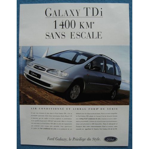 Publicité Papier - Voiture Ford Galaxy T Di De 1996