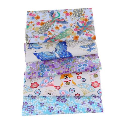 5 Feuilles Fleur Motif Patchwork Tissu À Coudre Matériel Cadeau Accessoires Bricolage À La Main Coton Multicolore Fournitures Pour La Maison