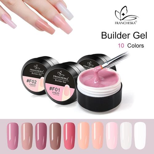 Gel De Camouflage Francheska Gel De Constructeur Rapidement Gel De Constructeur Uv Imbiber La Gelée D'extension D'ongle Poly 10 Couleurs Rose Clair Blanc 