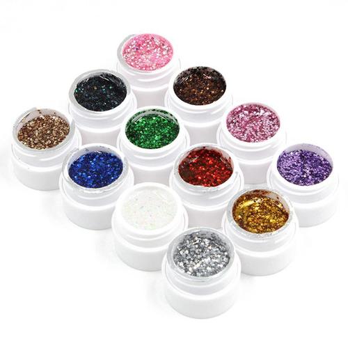 Mélanger La Couleur Acrylique Uv Gel Constructeur Ensemble Nail Art Manucure Décor 12 Paillettes Uv Gel 