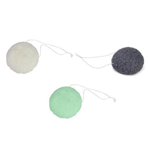 Eponge Nettoyante Lavage Visage Flutter Lot De 3 Pièces Konjac Éponge Visage Démaquillant Visage-Blanc Noir Et Vert 