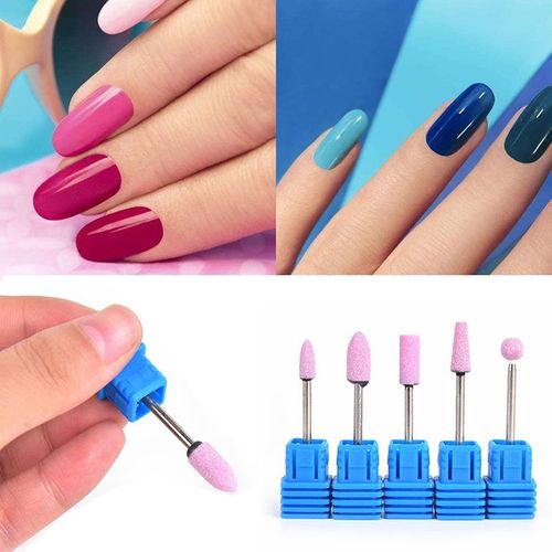 1 Ensemble 5 Pièces Quartz Ongles Perceuse Kits Clou Perceuse Tête Électrique Nail Art Manucure Machine Accessoires Pour Ongles Meulage Vernis Bavure C 
