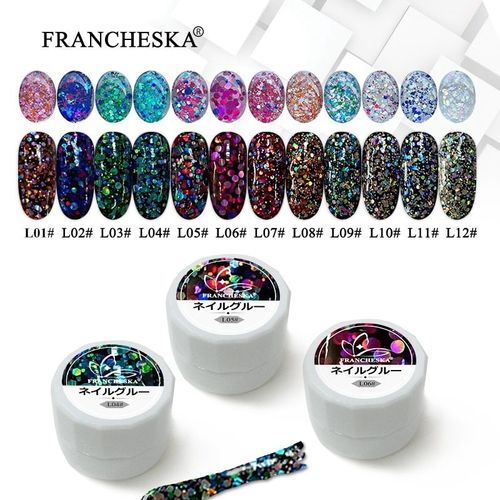 Francheska Professionnel Diamant Paillettes Uv Gel Vernis À Ongles Tremper Longue Durée Bling Paillettes Gel Vernis À Ongles Vernis Brillant 3 