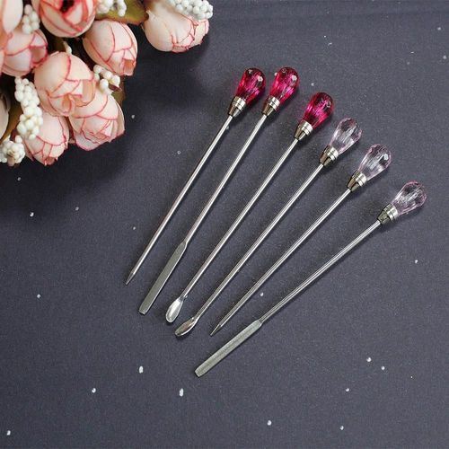 Outils De Tige D'agitation D'ongle D'art En Acier Inoxydable Poudre Acrylique Liquide Uv Gel Cuillère Spatule Broche Pointillage Stylo Manucure D'ongle 