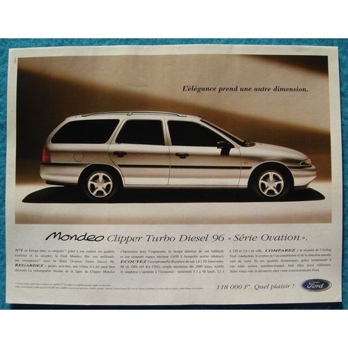 Publicité Papier - Voiture Ford Mondeo Clipper Turbo Diesel De 1995