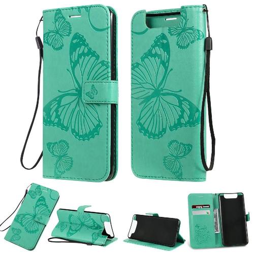 Étui Pour Samsung Galaxy A80 Couverture Magnétique Couverture Antichoc Cuir Pu Avec Support De Fente Pour Carte Flip Kickband - Vert