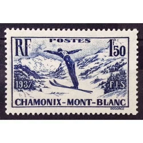 Chamonix Mont Blanc 1f50 (Très Joli N° 334) Neuf* - Cote 7,65 - France Année 1937 - Brn83 - N29541