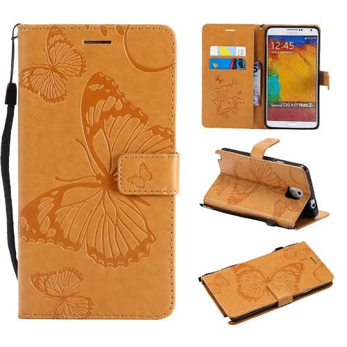 Étui Pour Samsung Galaxy Note 3 Avec Support De Fente Pour Carte Flip Kickband Cuir Pu Couverture Antichoc Couverture Magnétique - Le Brun