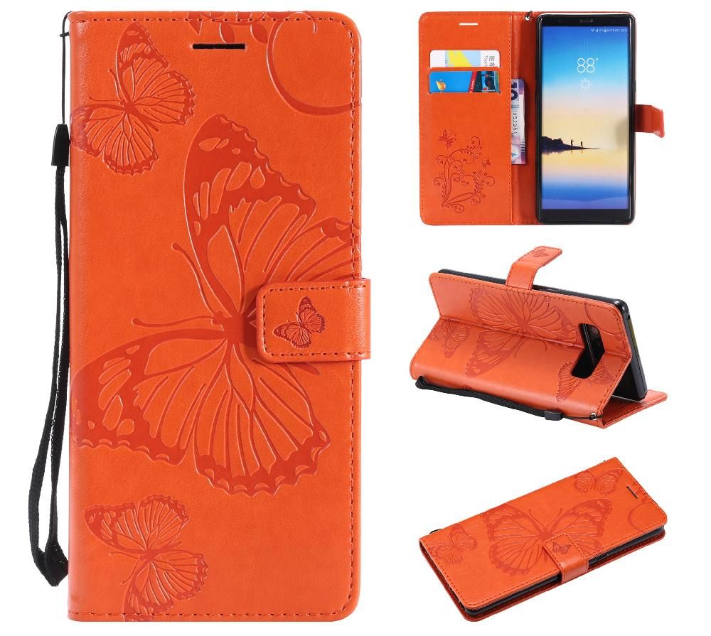 Étui Pour Samsung Galaxy Note 8 Cuir Pu Couverture Antichoc Flip Kickband Couverture Magnétique Avec Support De Fente Pour Carte - Orange