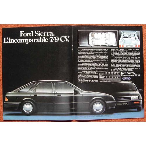 Publicité Papier - Voiture Ford Sierra 7 Et 9 Cv De 1982